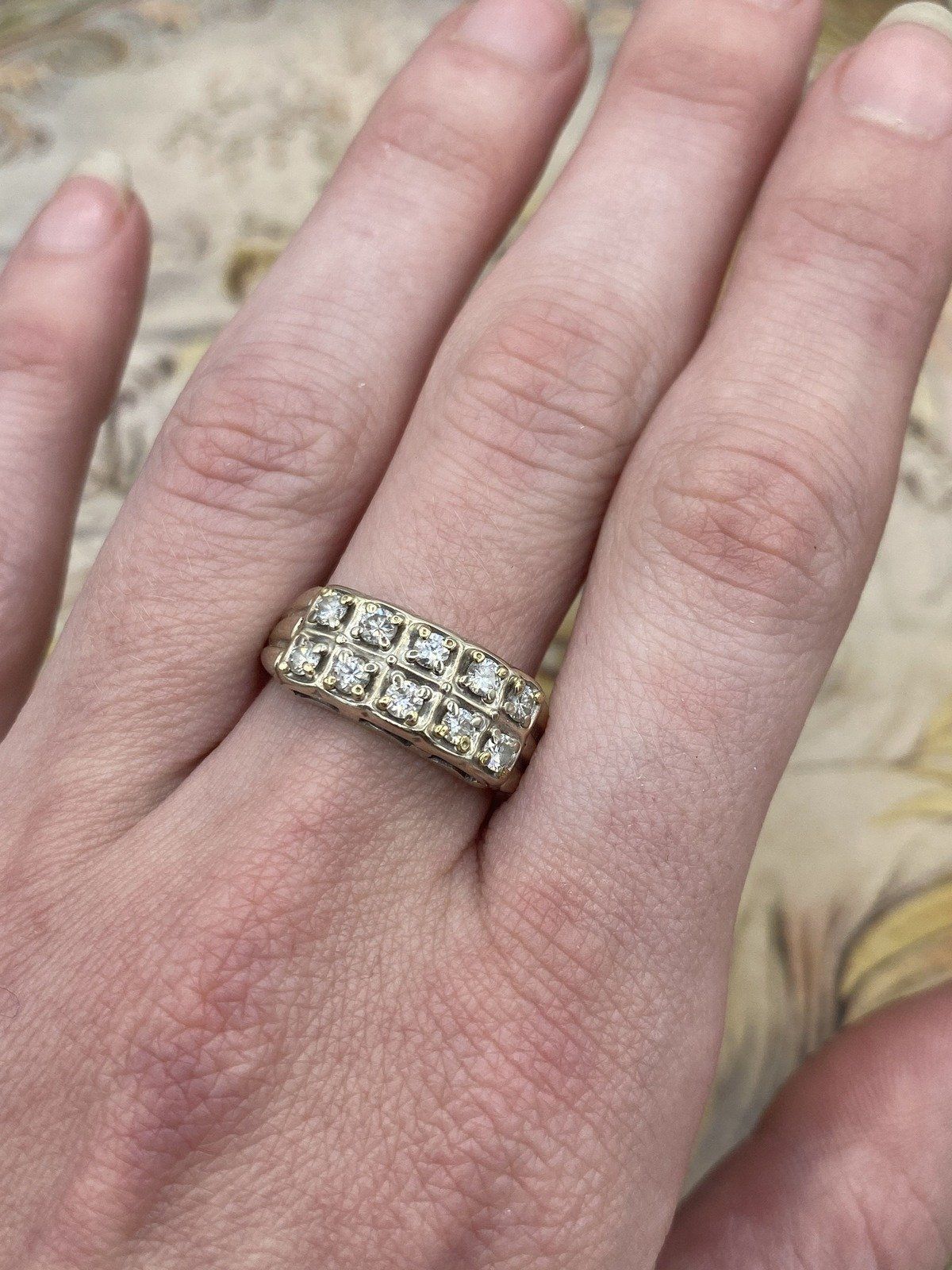 Antique 14k White Gold Dual Row Diamond Wedding Band 4