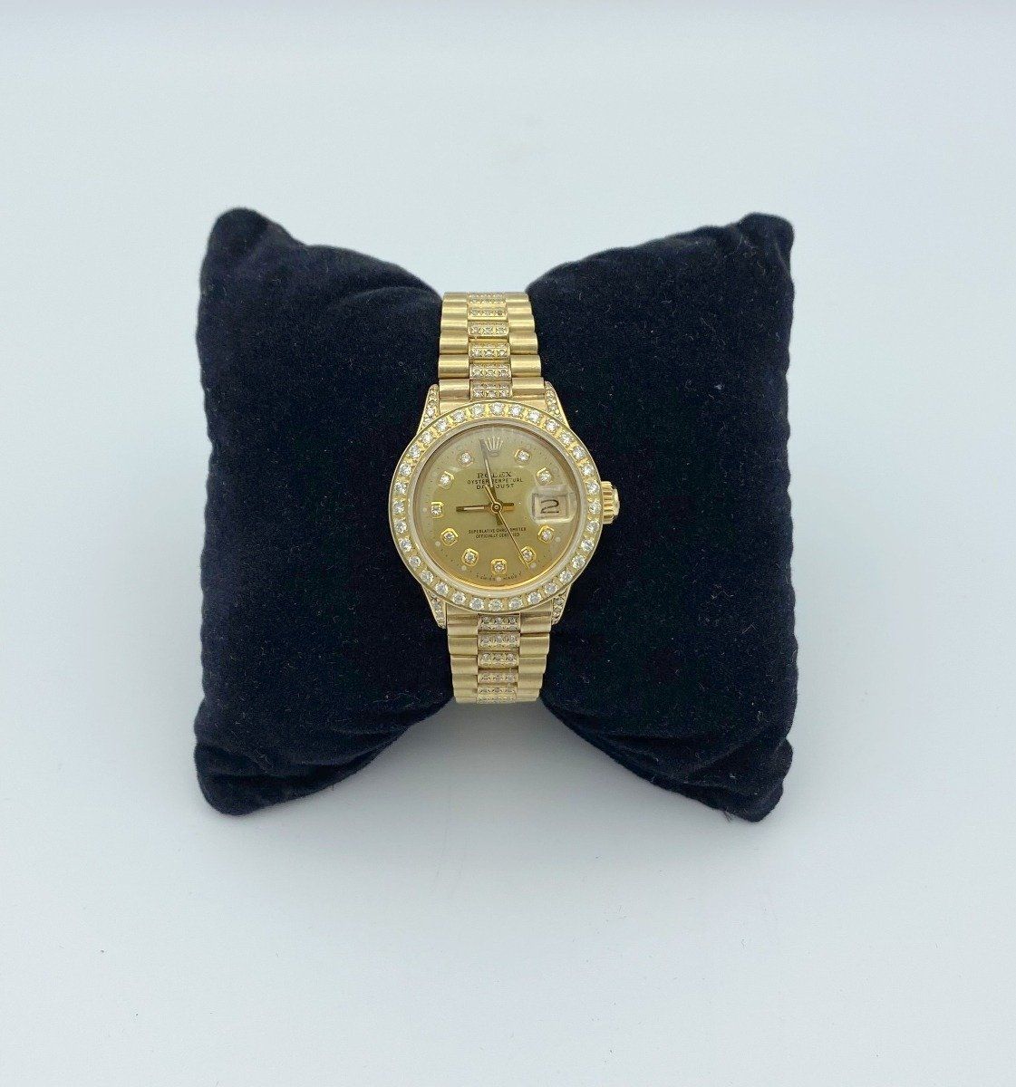 Ladies Rolex Date Just 18k Yellow Gold 3ctw Diamond