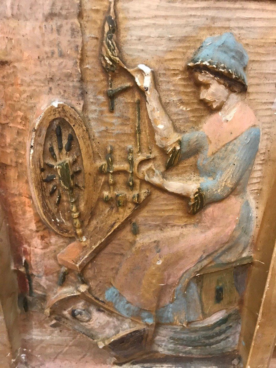 Plaster Americana Weaver Carved Plaque 2