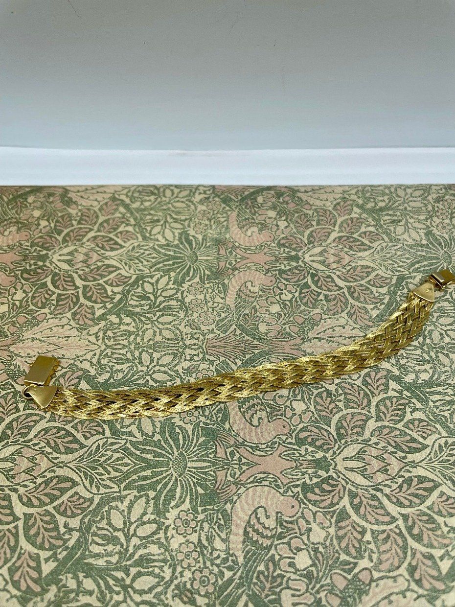 14k Gold 8 Strand Double French Woven 7.5L Bracelet 4