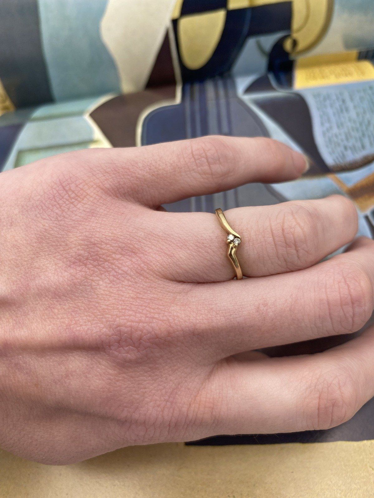 Shapely 14k Gold Dual Dainty Diamond Ring Stack Band 3