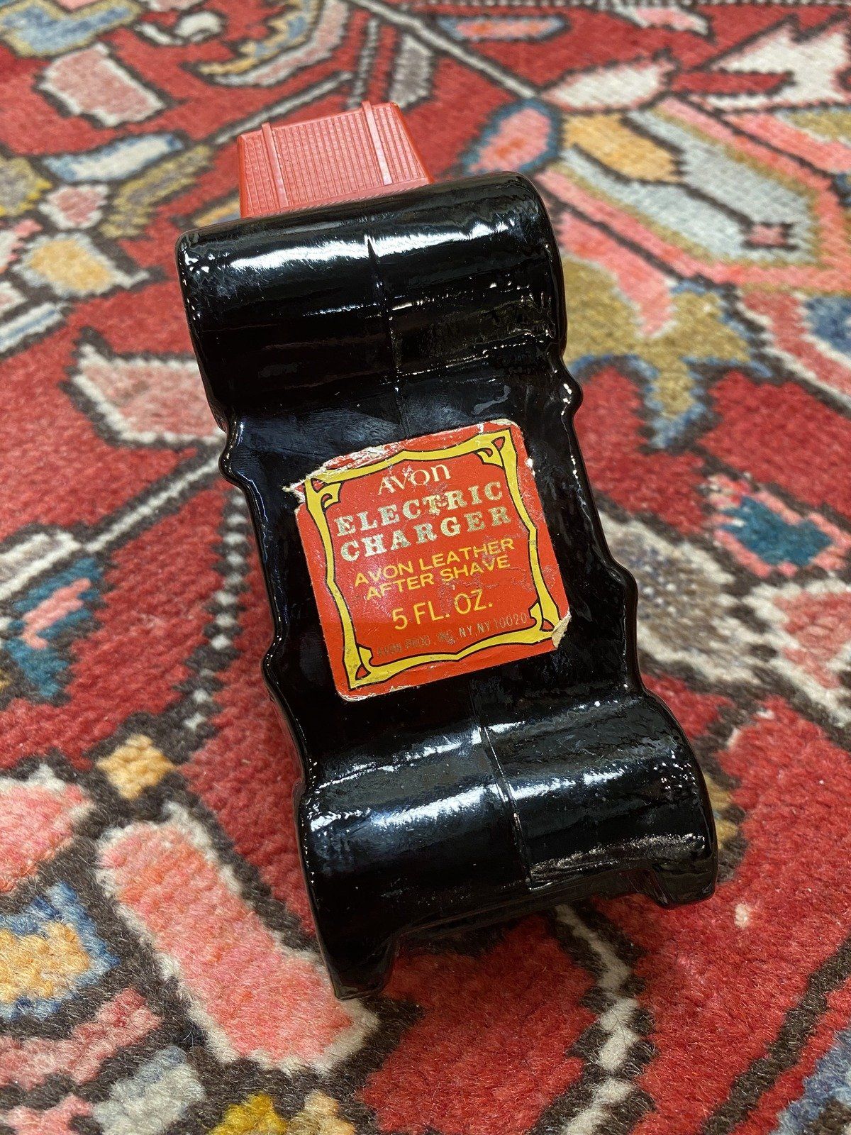 Vintage Black Glass Avon Electric Charger Car Collectible Bottle 8