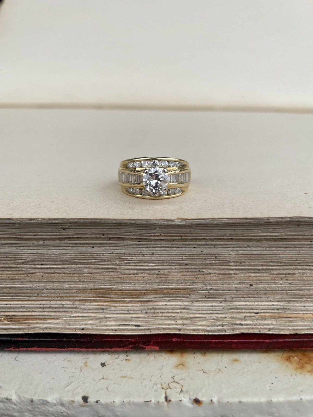 14k Gold 3ctw Solitaire Center Diamond Wedding Ring
