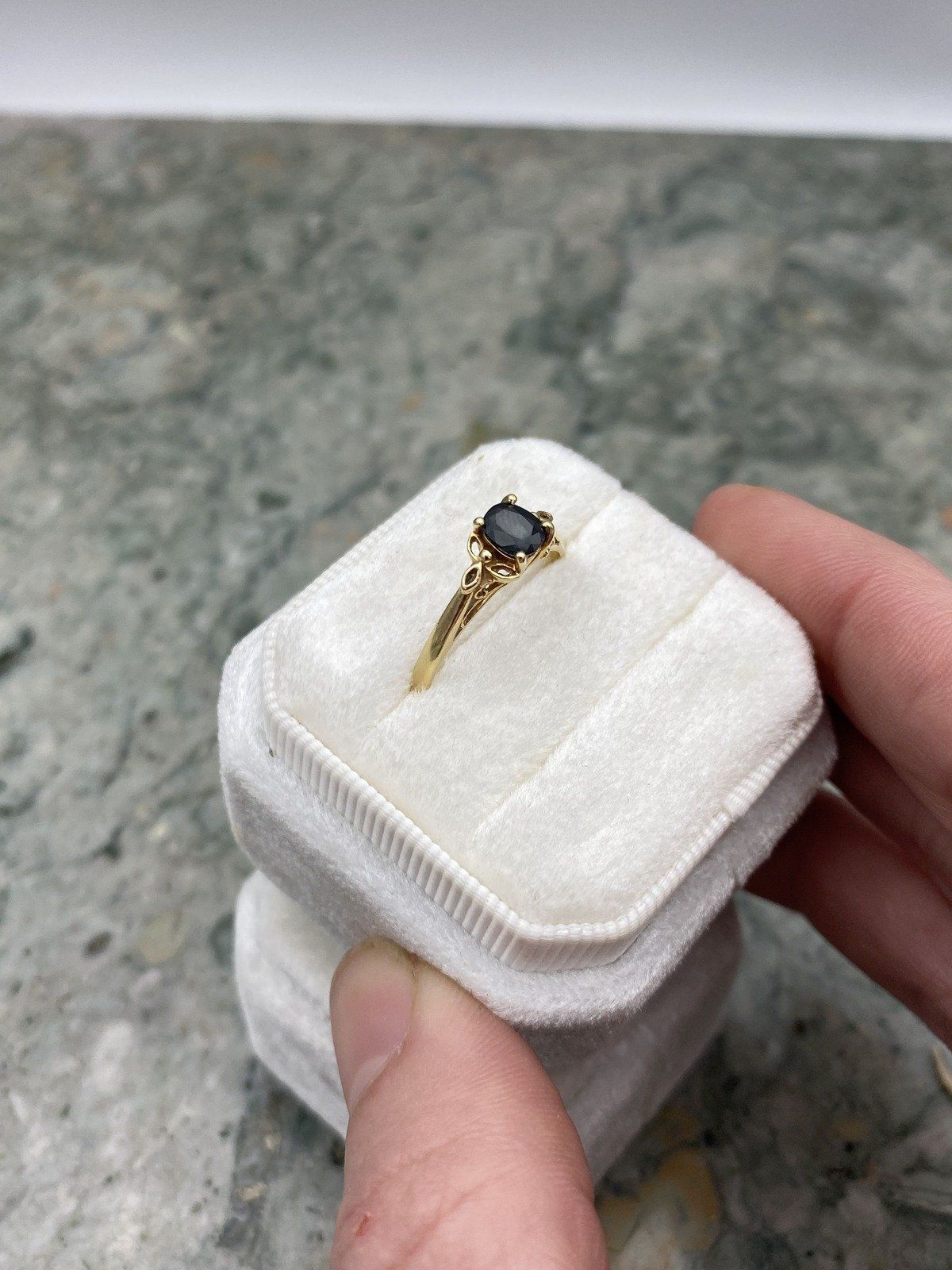 Vintage 14k Gold Natural Blue Sapphire Solitaire Ring w Lovely Cathedral Shank #2315 4