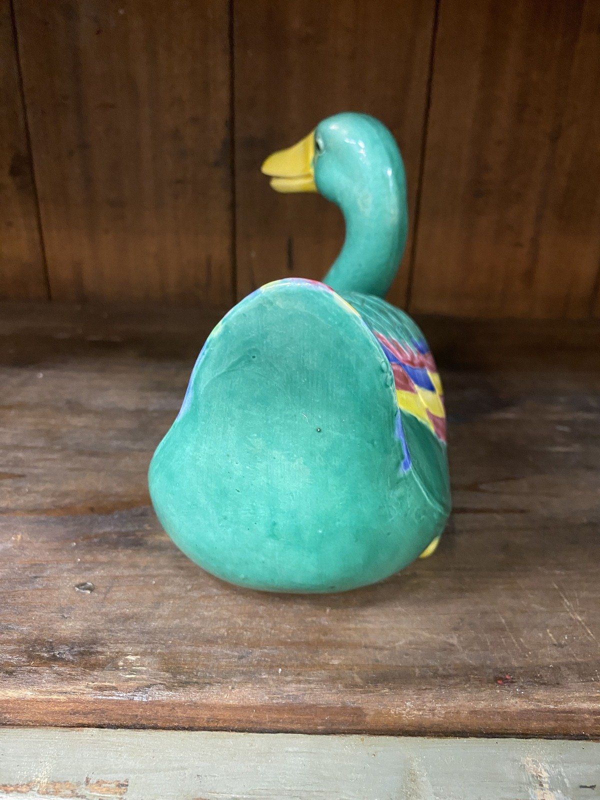Vintage Chinese Export Sancai Hand Painted Porcelain Duck w Realist Details 3