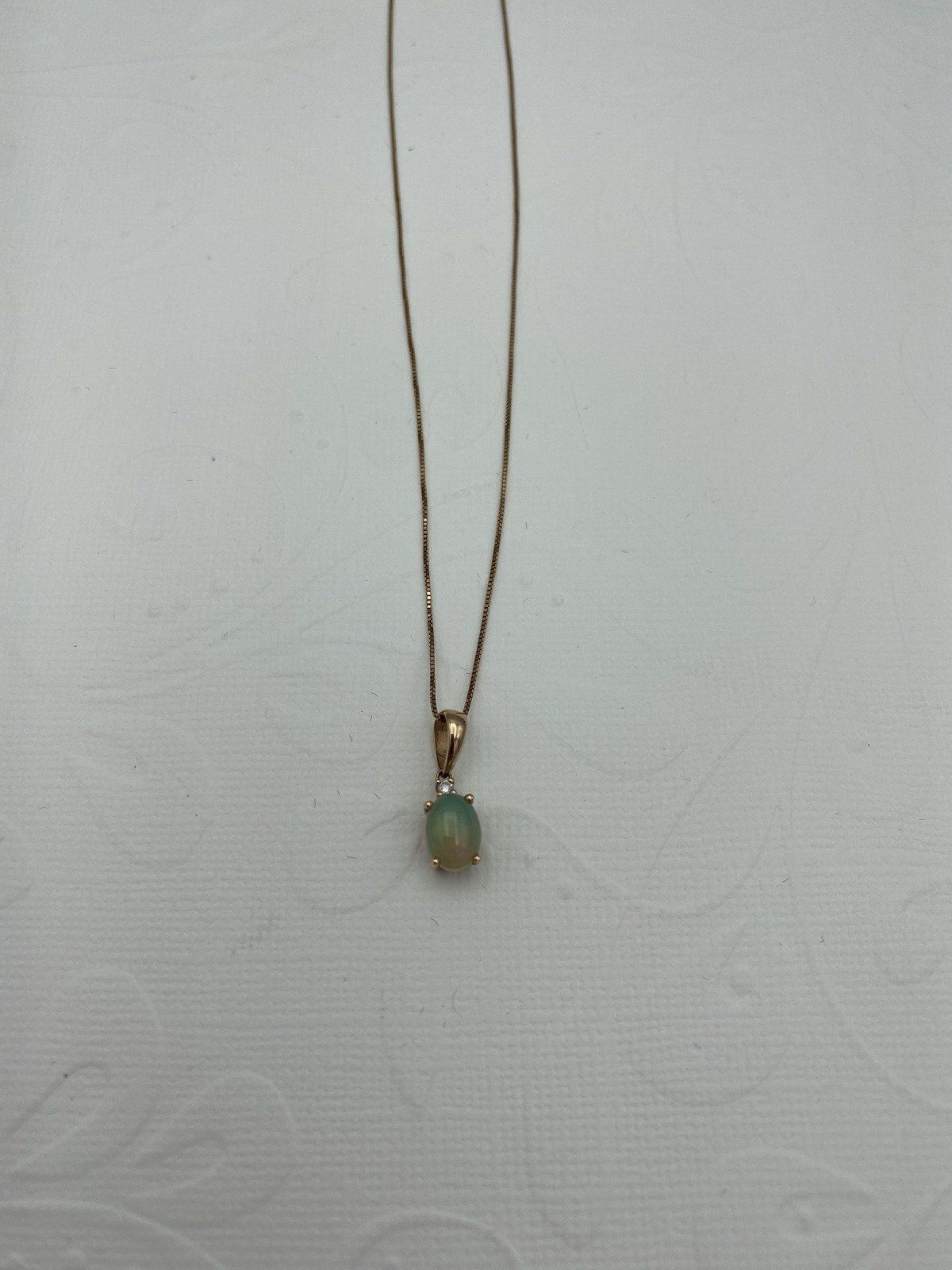 10k Rose Gold Natural Opal + Diamond 18 Drop Necklace 5