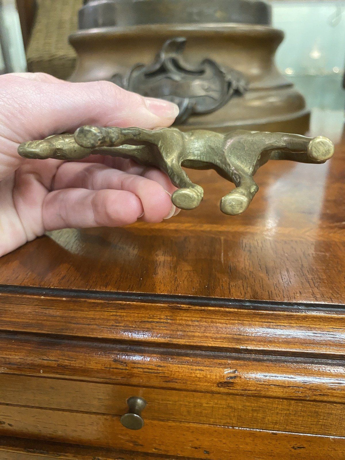 Mini Brass Grazing Horse 2