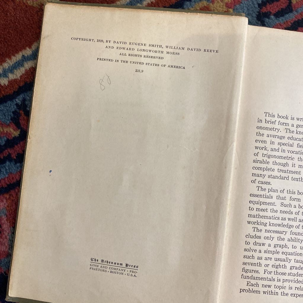 VTG c.1933 Essentials of Trigonometry by Smith-Reeve-Morss 2