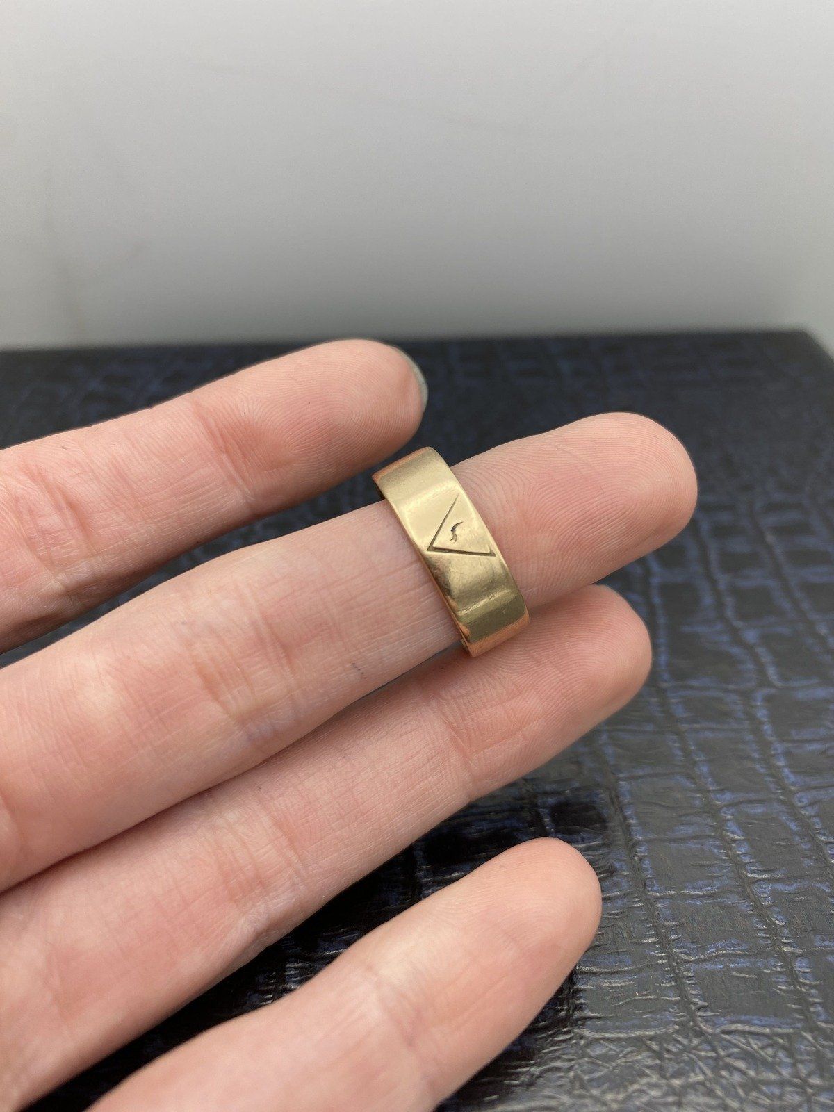 Men's Antique Balfor 10k Rose Gold Scottish Rite Free Masonry Wide MM Ring Band 4