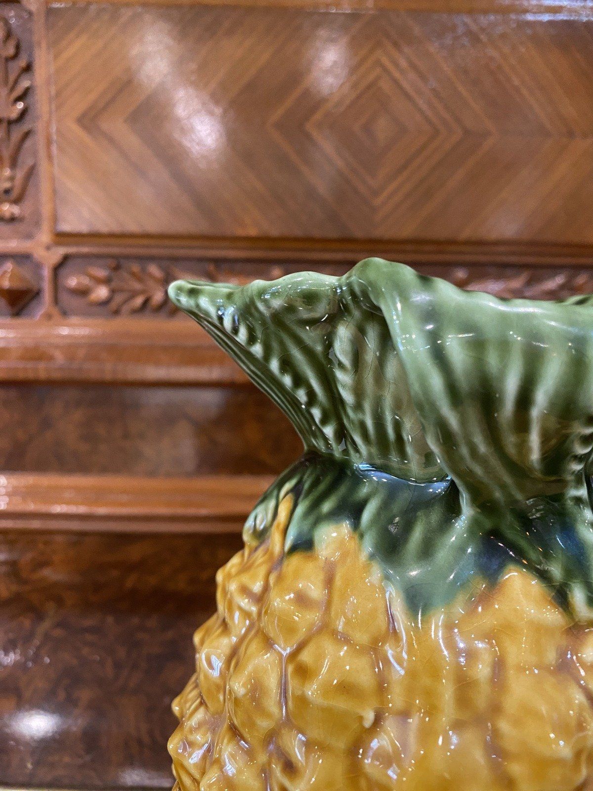 Vintage Majolica Ceramic Pineapple Drink Pitcher 8.5 11