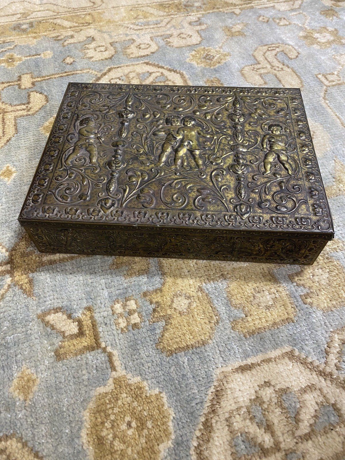 Vintage W. German Gilt Cherub Chased Letter Desk Box 6
