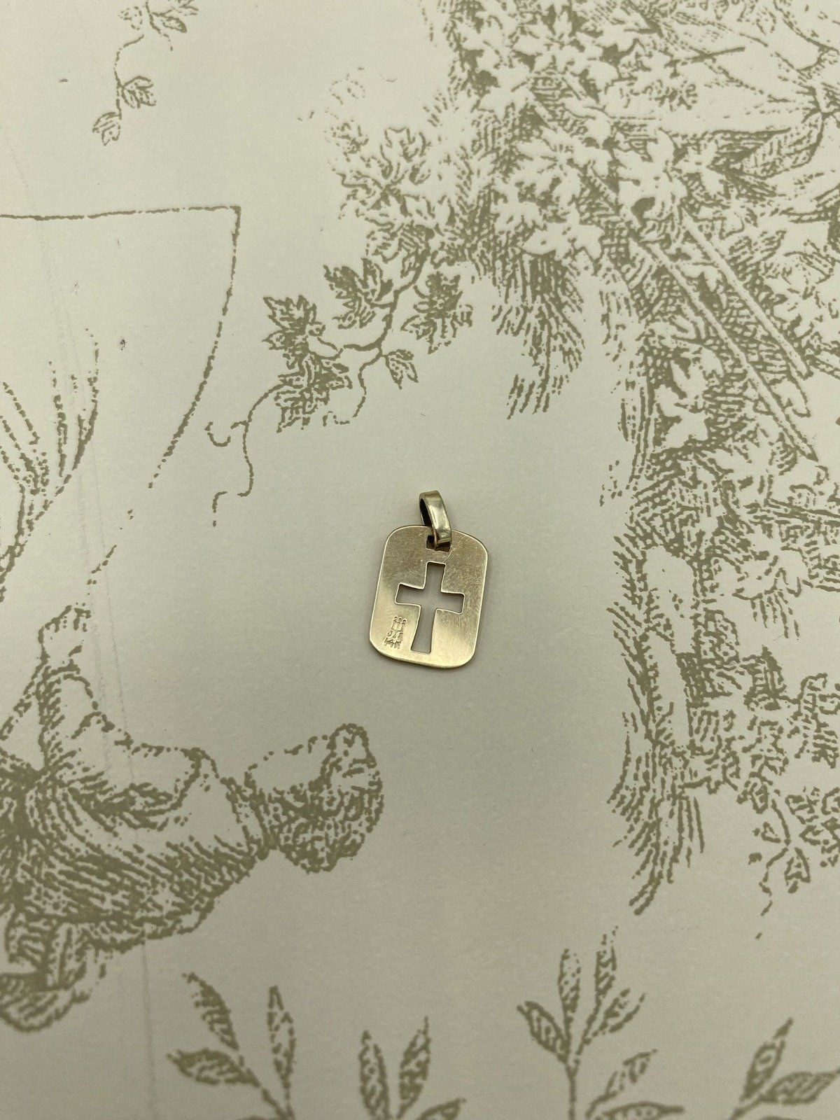14k Men's James Avery Tabby Drop + Reticulated Cross Center Pendant 2