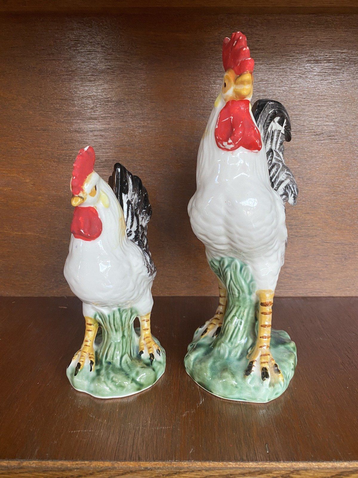 Vintage Japanese Porcelain Hand Painted Roosters 4
