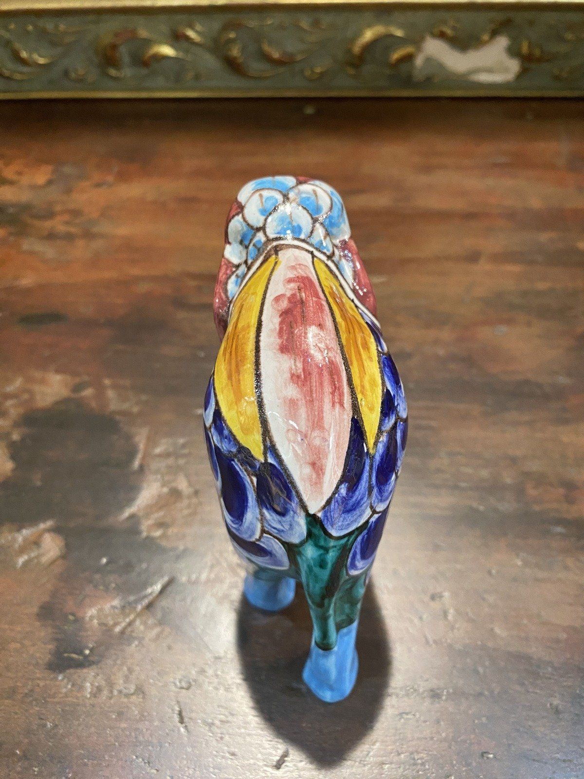 Vintage Talavera Mexico Hand Painted Pottery Elephant 12
