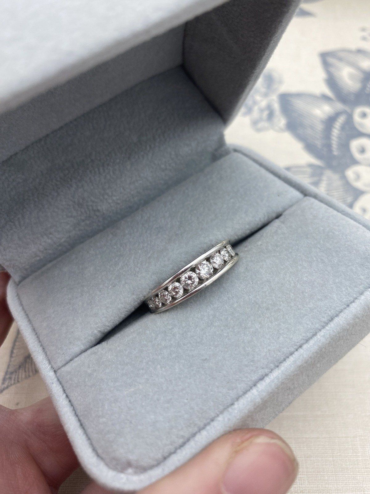 14k White Gold Floating Channel Set Diamond Ring Band #2218 2