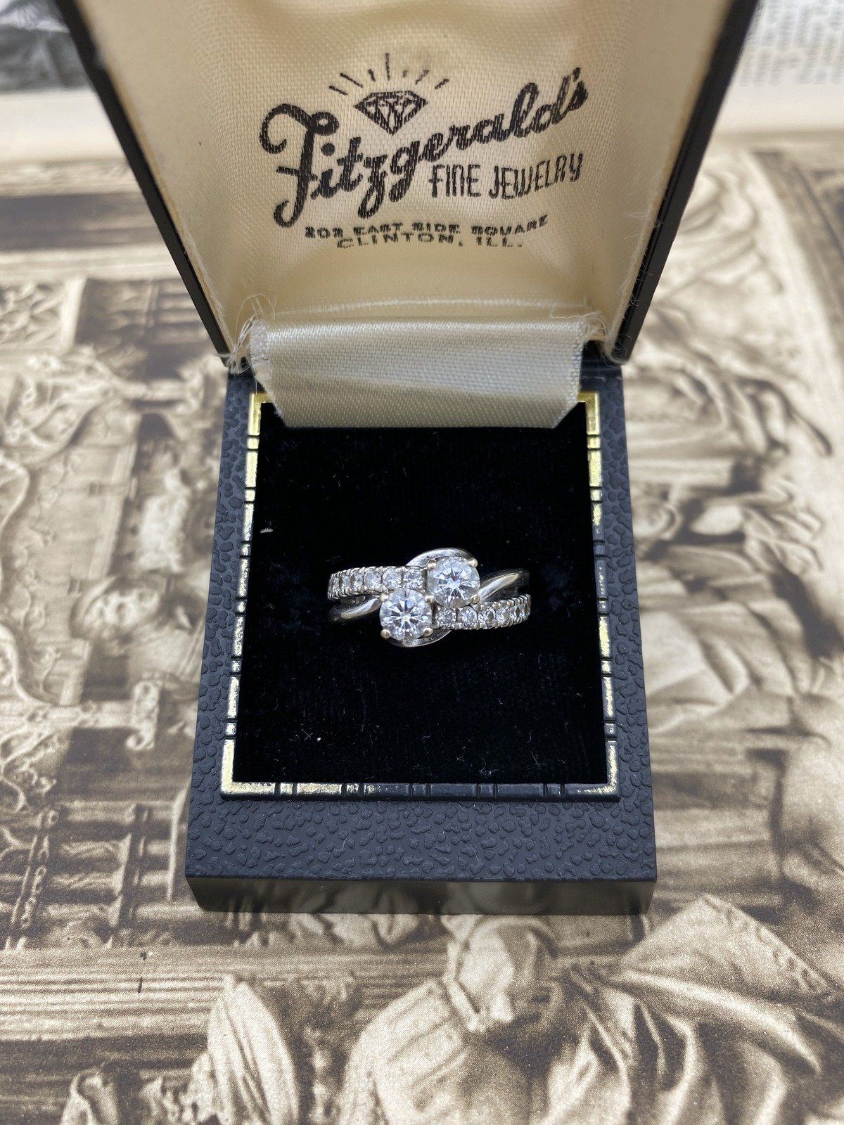 Ladies 14k White Gold Modern Antique Inspired French Moi Et Toi 2.26ctw Diamond Engagement Ring 2