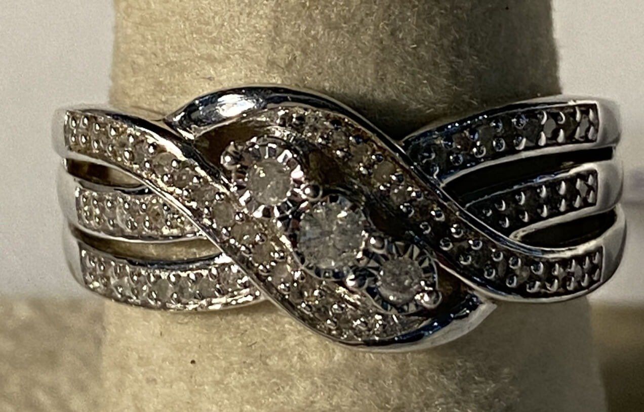 Sterling and Diamond Ring Size 8