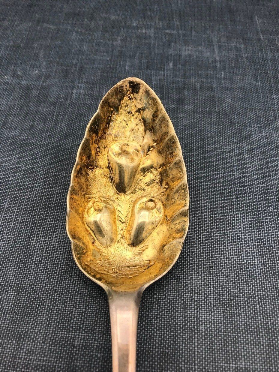 Antique 19th C. Jean Moucheront English Hallmarked Unstamped .900 Silver Serving Spoon 2
