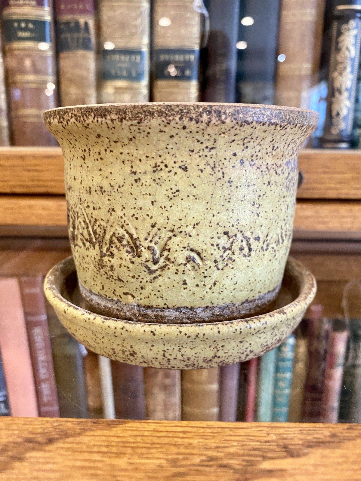 Vintage Robert Pickenpaugh Signed Madison, MS Pottery 3.25 Planter w Water Catch Rim