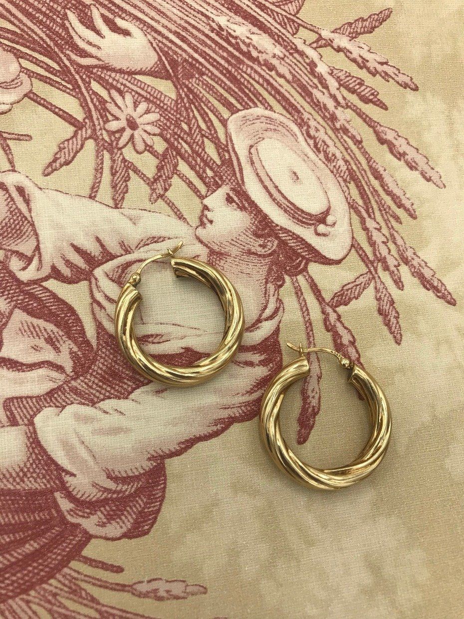 14k Gold Cable Twist Hoop Earrings 2