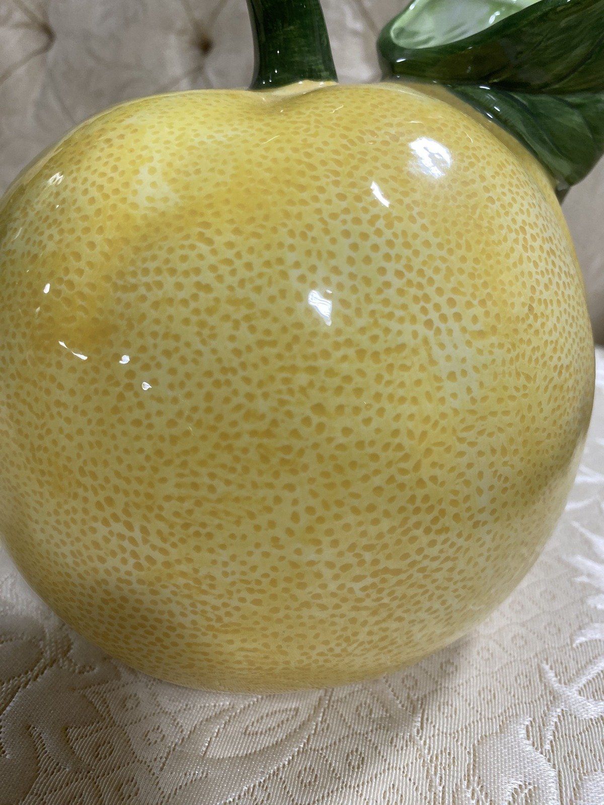 Vintage c.1983 The Haldon Group Majolica Style Meyer Lemon Drink Pitcher 12