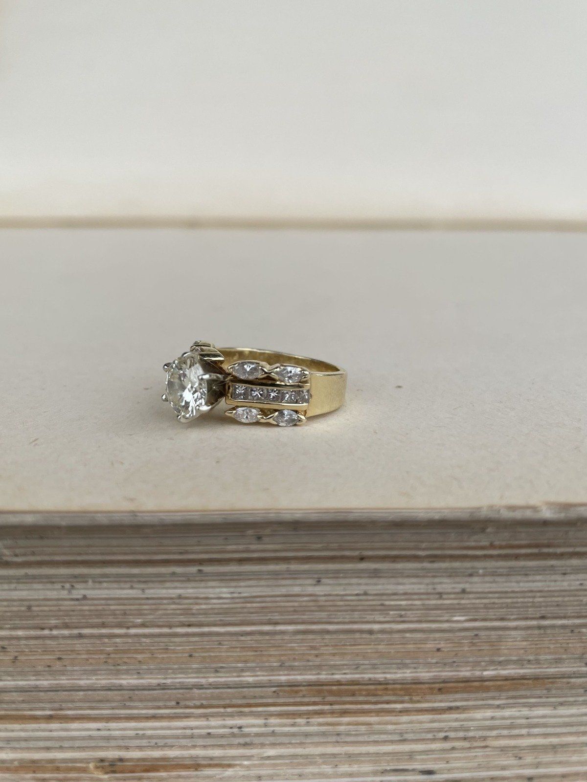 Superb 14k Gold 3.07ctw Diamond Engagement Ring w 1.53ct Center + Marquise Diamond Shoulders w IGI Appraisal 3