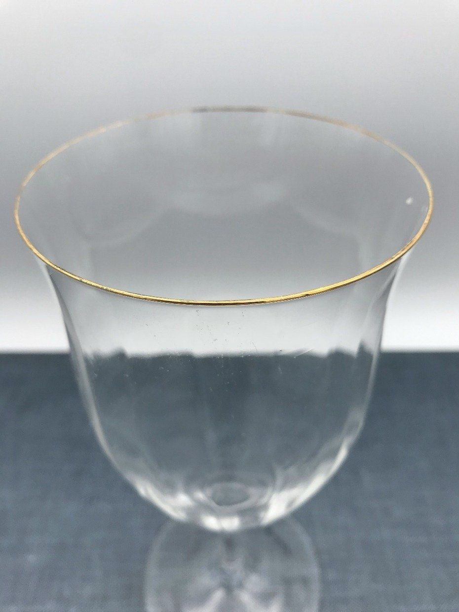 Single Clear Spiral Crystal Gold Rim Glass 2