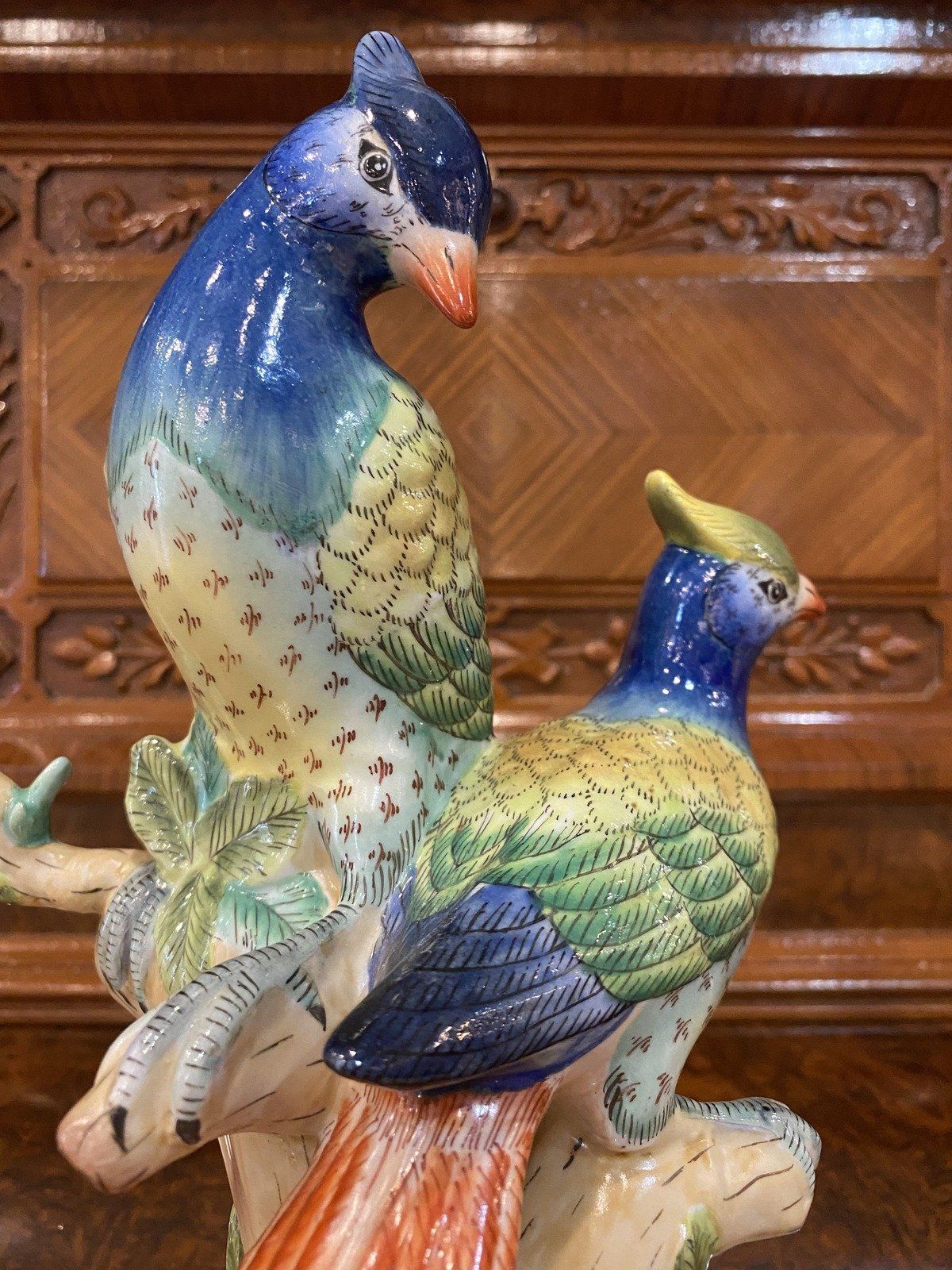 Vintage Andrea Sadek Colorful Porcelain Birds of Paradise Statue 4