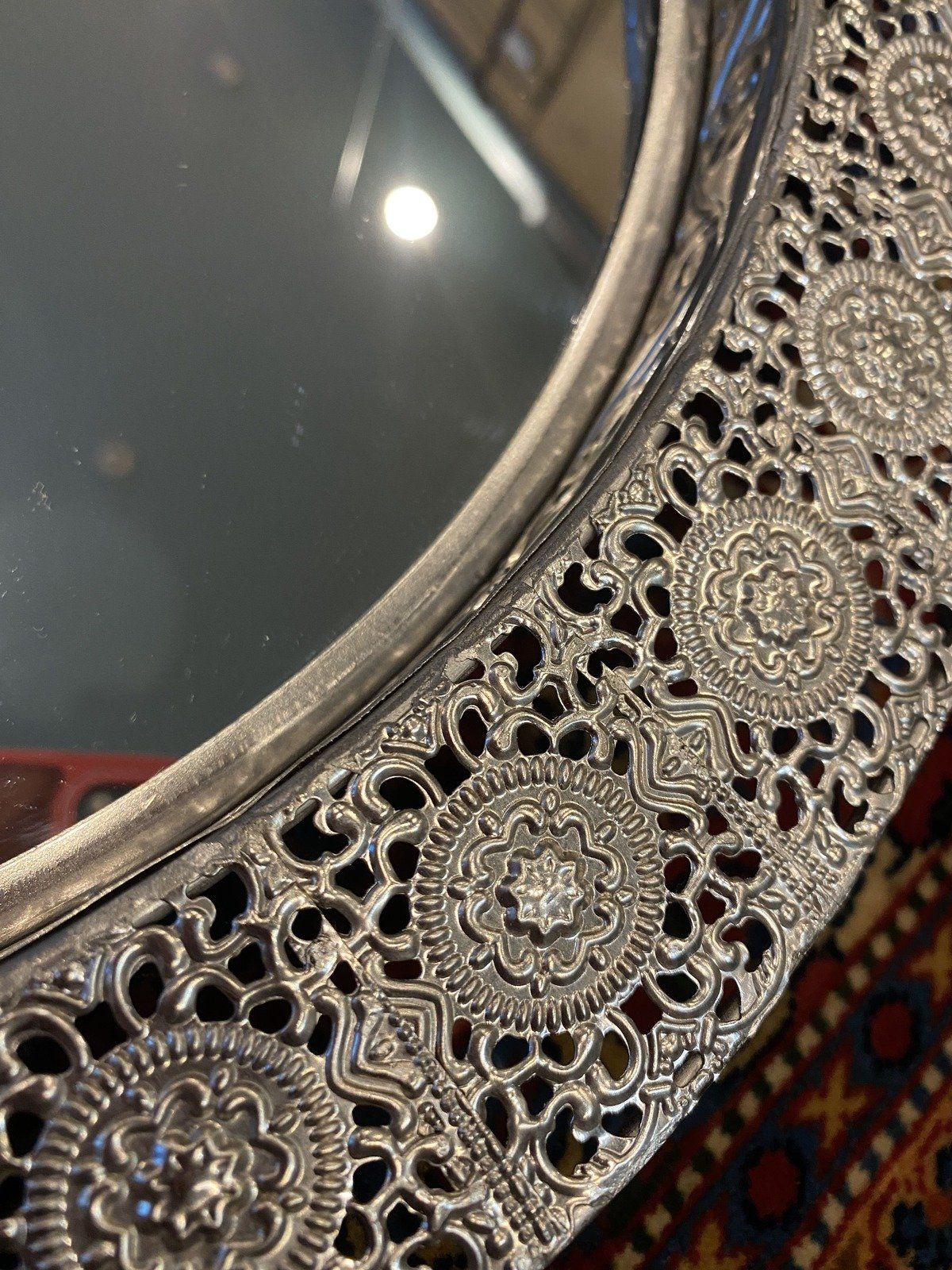 Circular Modern VTG Style Reticulated Mirror Tray #2946 6