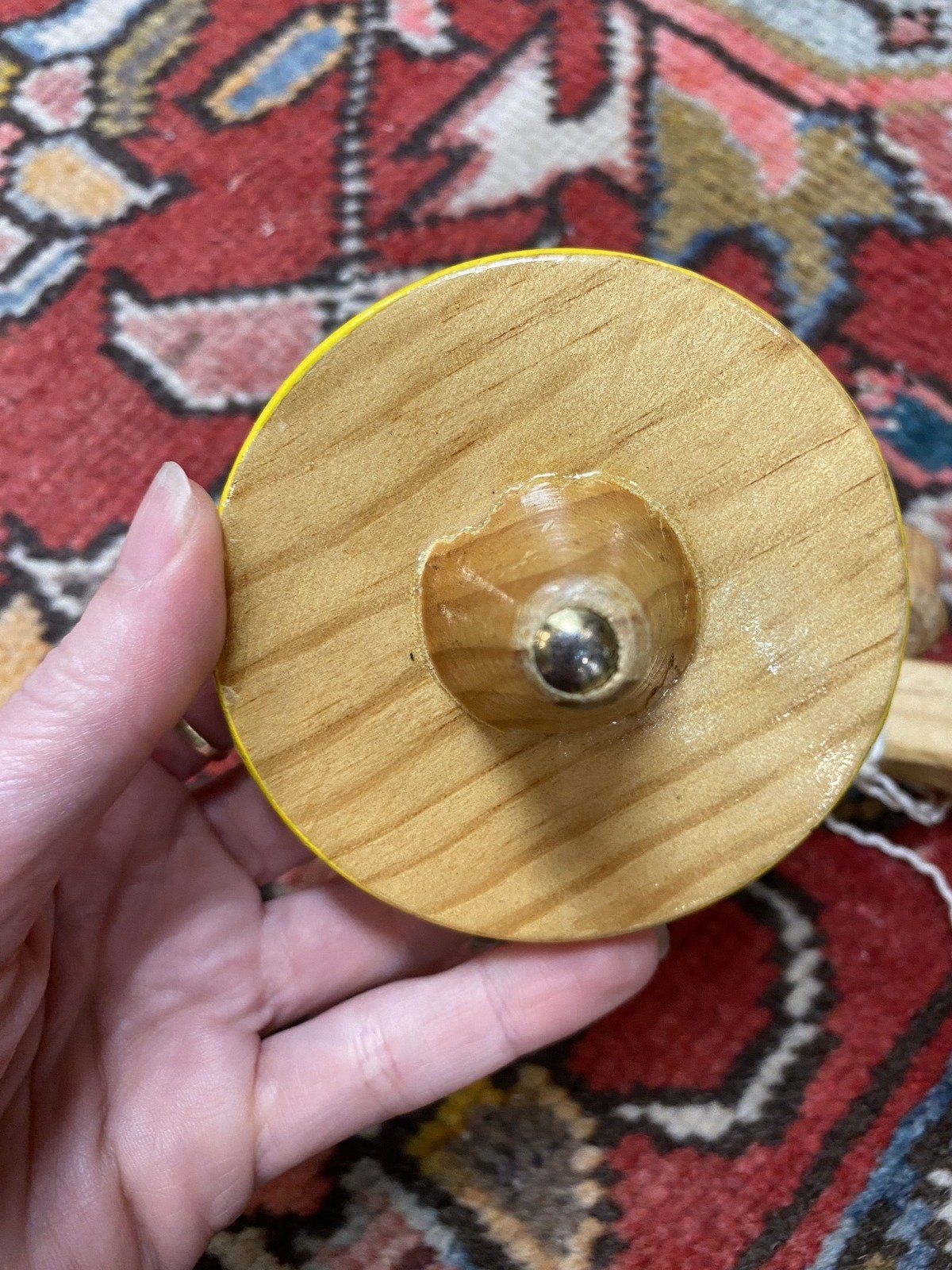 Vintage Hand Crafted Wooden Toy Spinning Top 5
