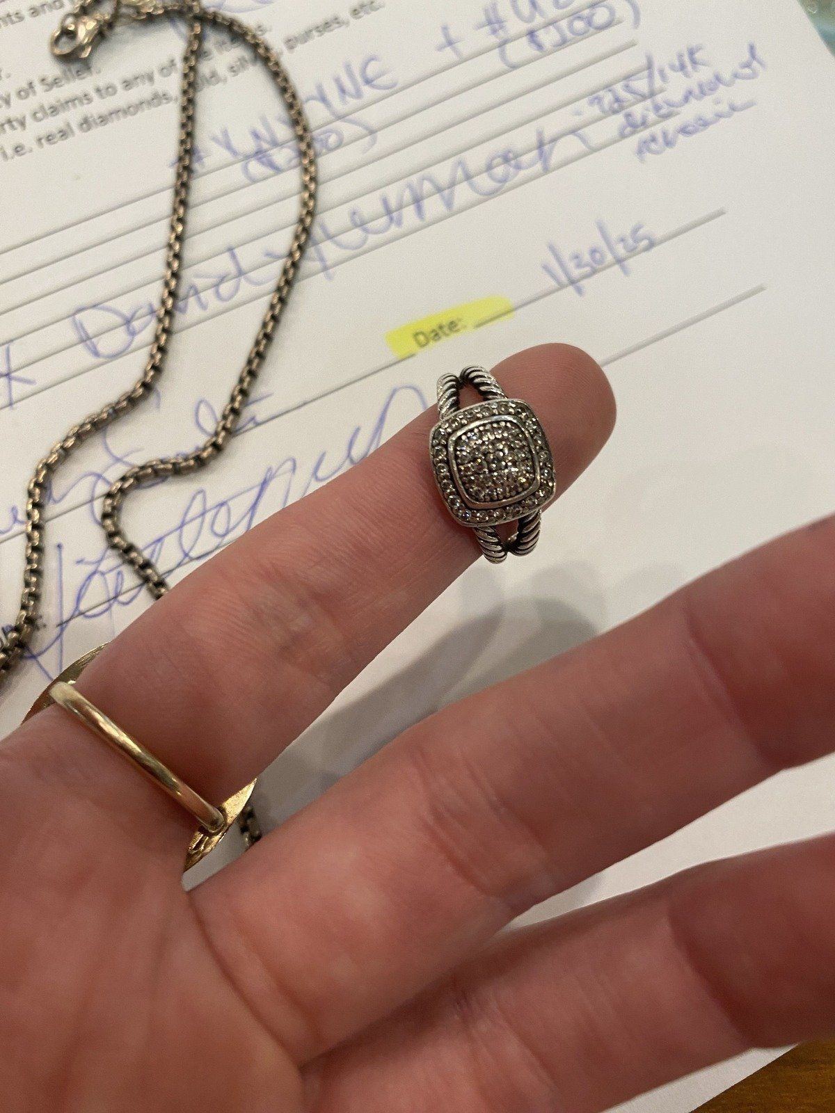 Sterling Silver + 14k Gold Peridot David Yurman 16L Necklace  #2220 7