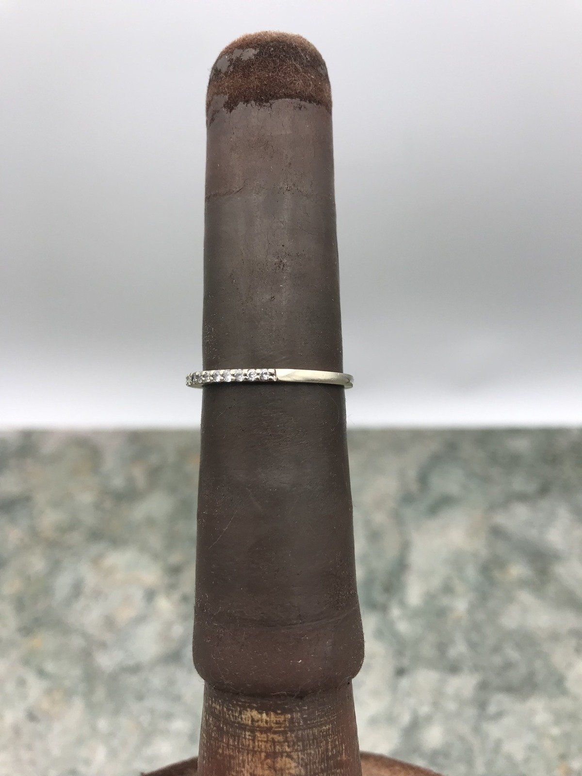14k White Gold Diamond Topped Ladies Ring Band 2