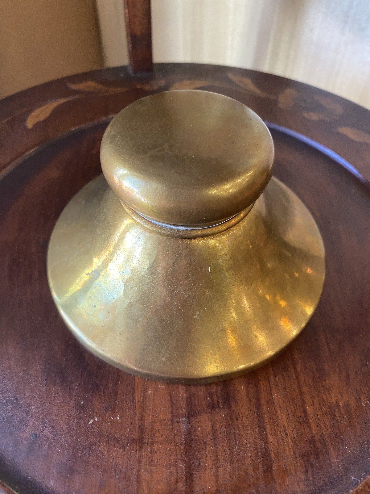 Round Antique Brass Squat Inkwell + Glass Insert