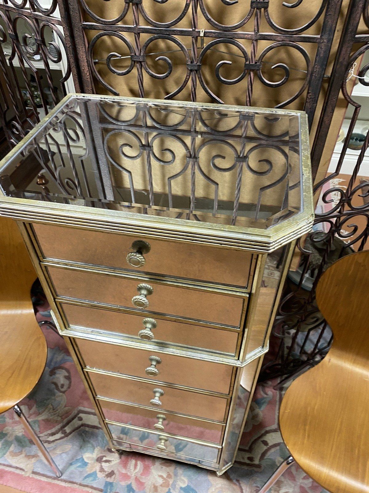 Modern Mercury Glass Mirrored Tall Chest of Drawers 3