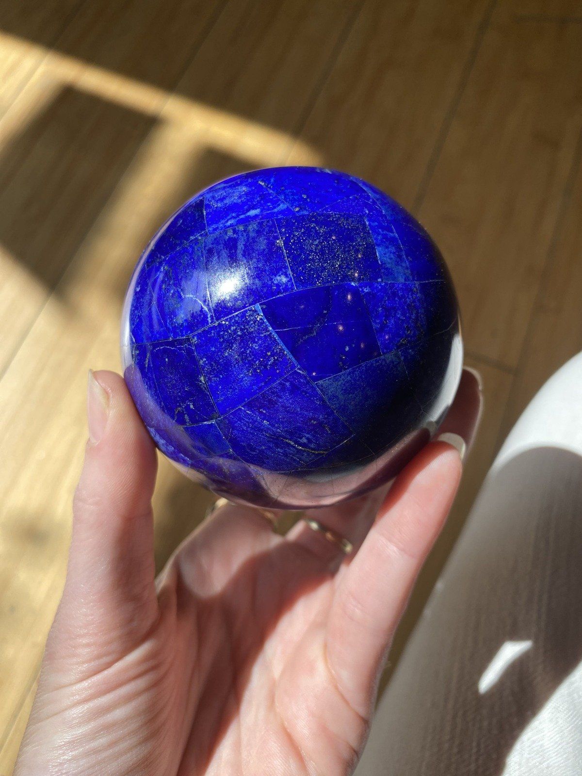 Large Lapis Gem Inlay Sphere Decorative Piece + Box 3