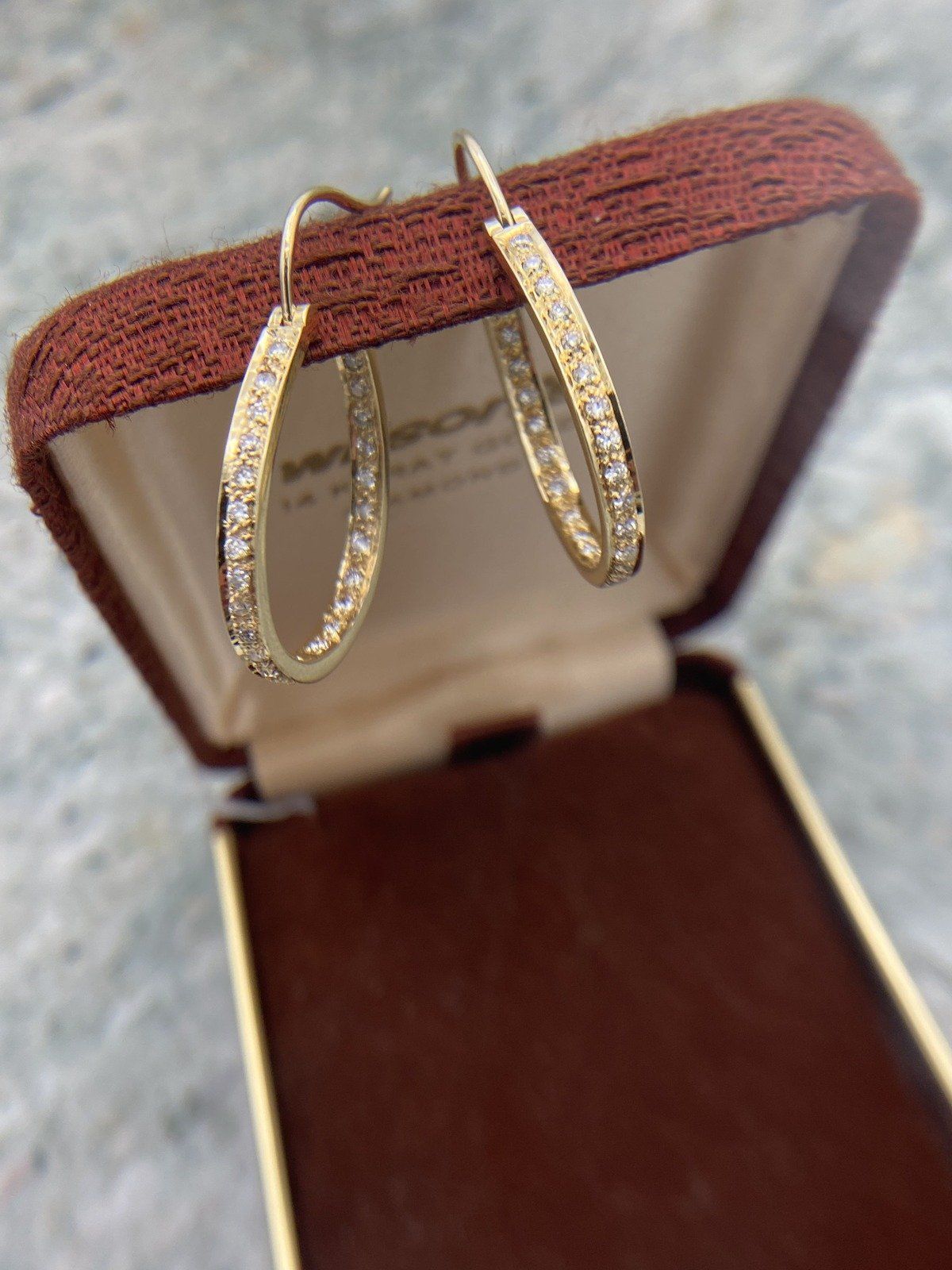 Lovely 14k Gold Pave Diamond Eternity Set Hoop Earrings #2433 5