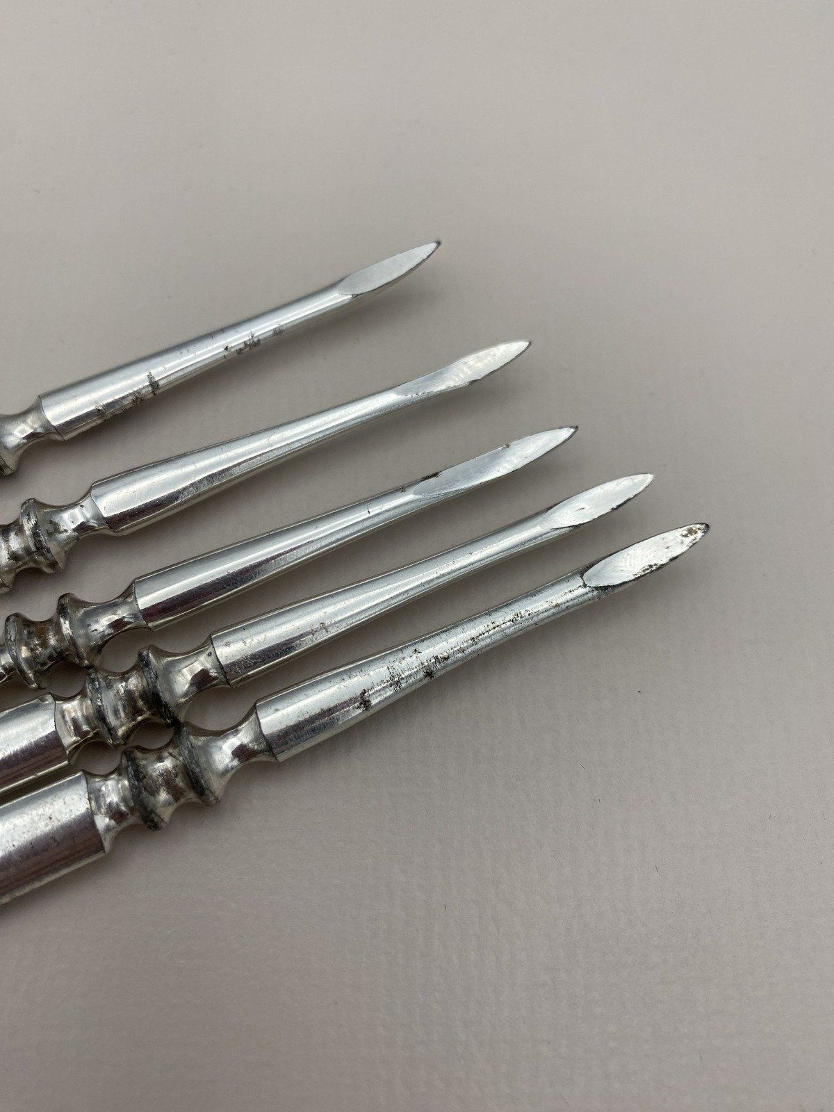 Minimalistic Set of 5x Silver Plated Olive Pit/Nut Pits 2