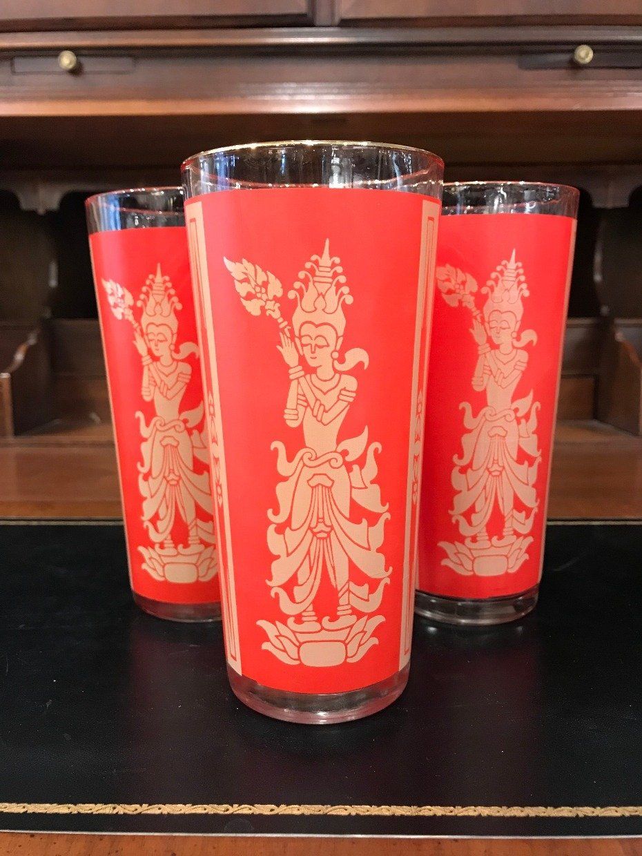 Set of 14 Vermillion Thai Drinking Glasses 2