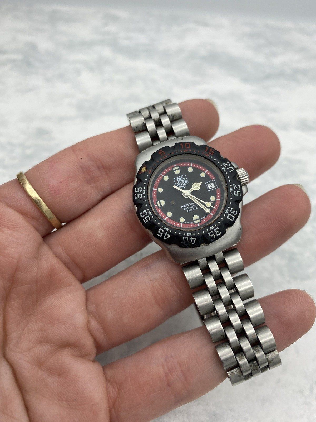 Ladies Tag Heuer Stainless Formula 1 Red + Black Dial Watch 4