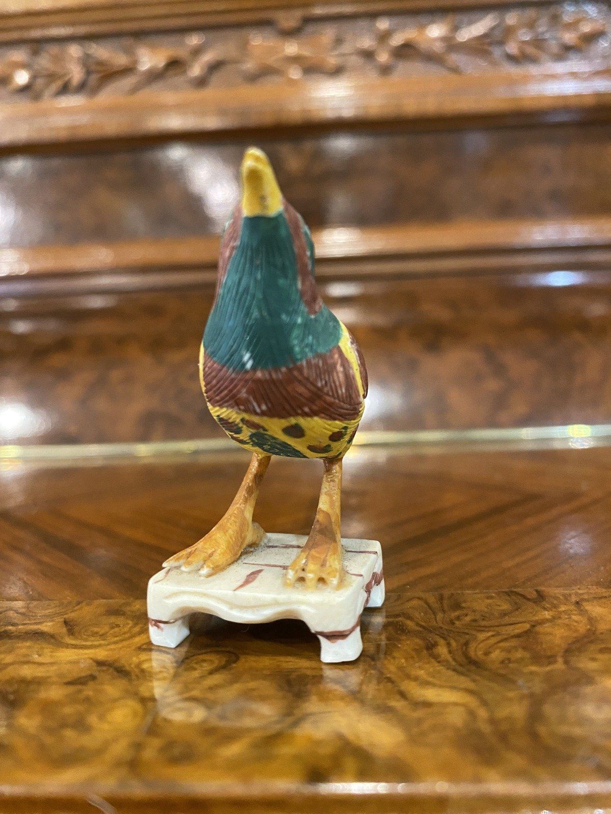 Chinese Carved Bone Colorfully Hand Painted Bird Sculpture 9