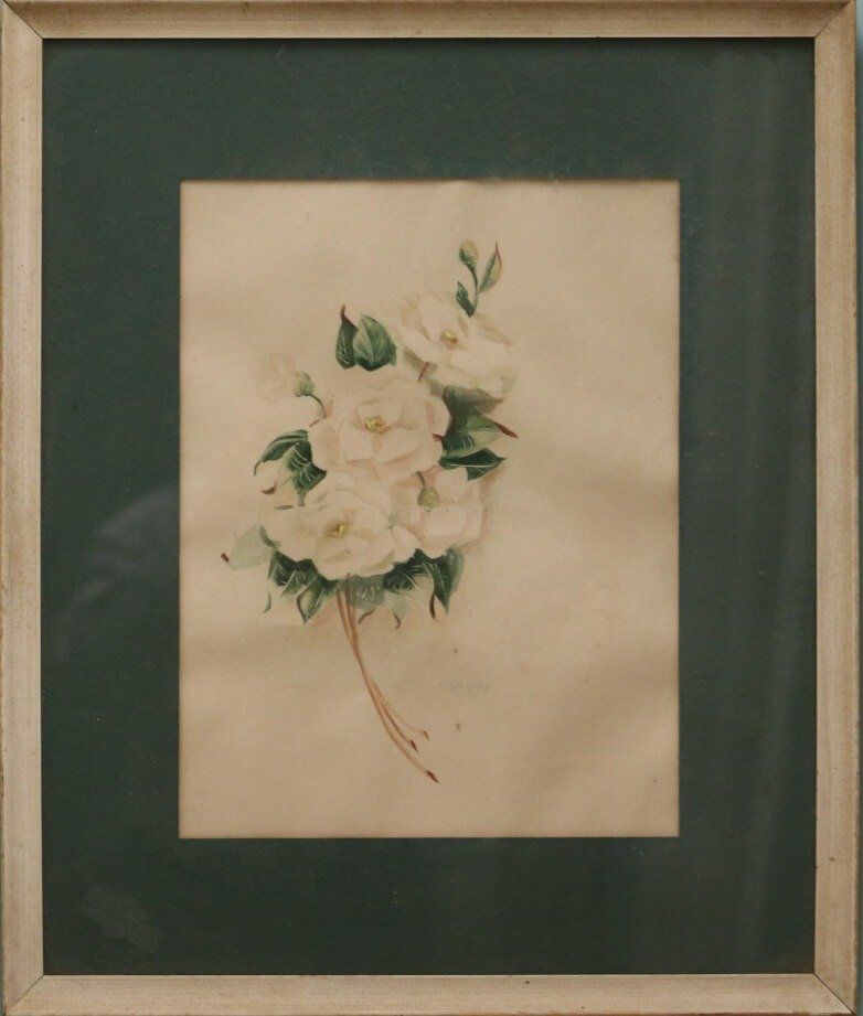 B. Willoughby Signed Watercolor White Roses