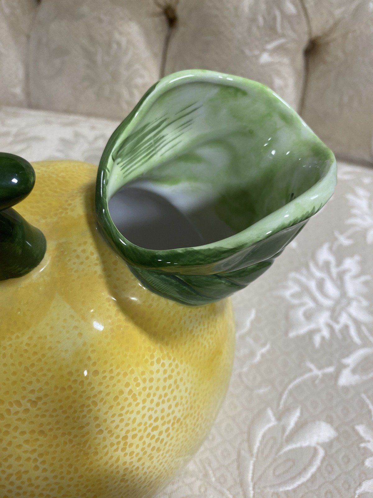Vintage c.1983 The Haldon Group Majolica Style Meyer Lemon Drink Pitcher 8