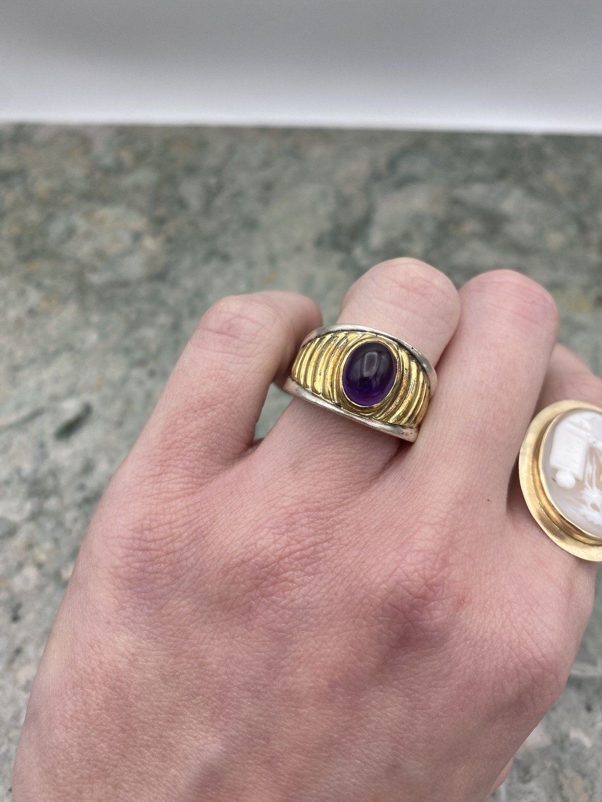 Lagos Caviar Sterling + 18k Amethyst Ring #233a 4