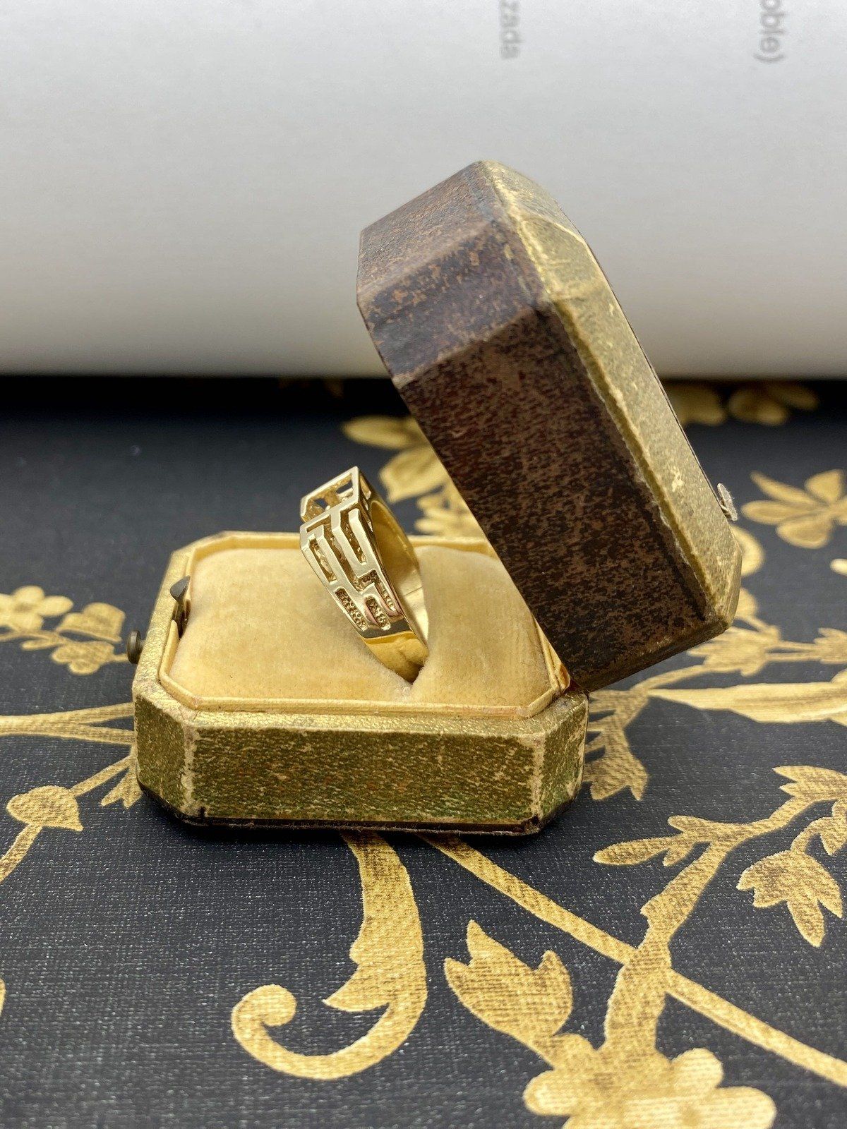 Men's Bespoke 14k Gold Skeletal Cubism + Diamond Ring w Appraisal #2394 3