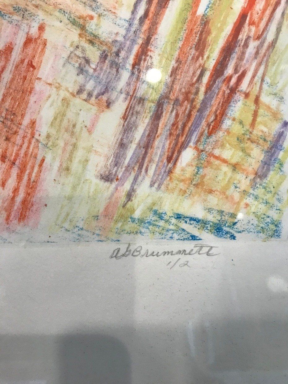 Framed Original Abstract Pastel Drawing Signed A.B. Brunett 3