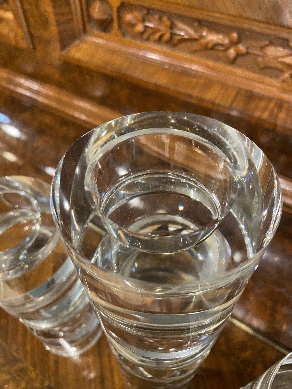 Modernist Minimal Clear Glass 3pc Candleholder SET 9