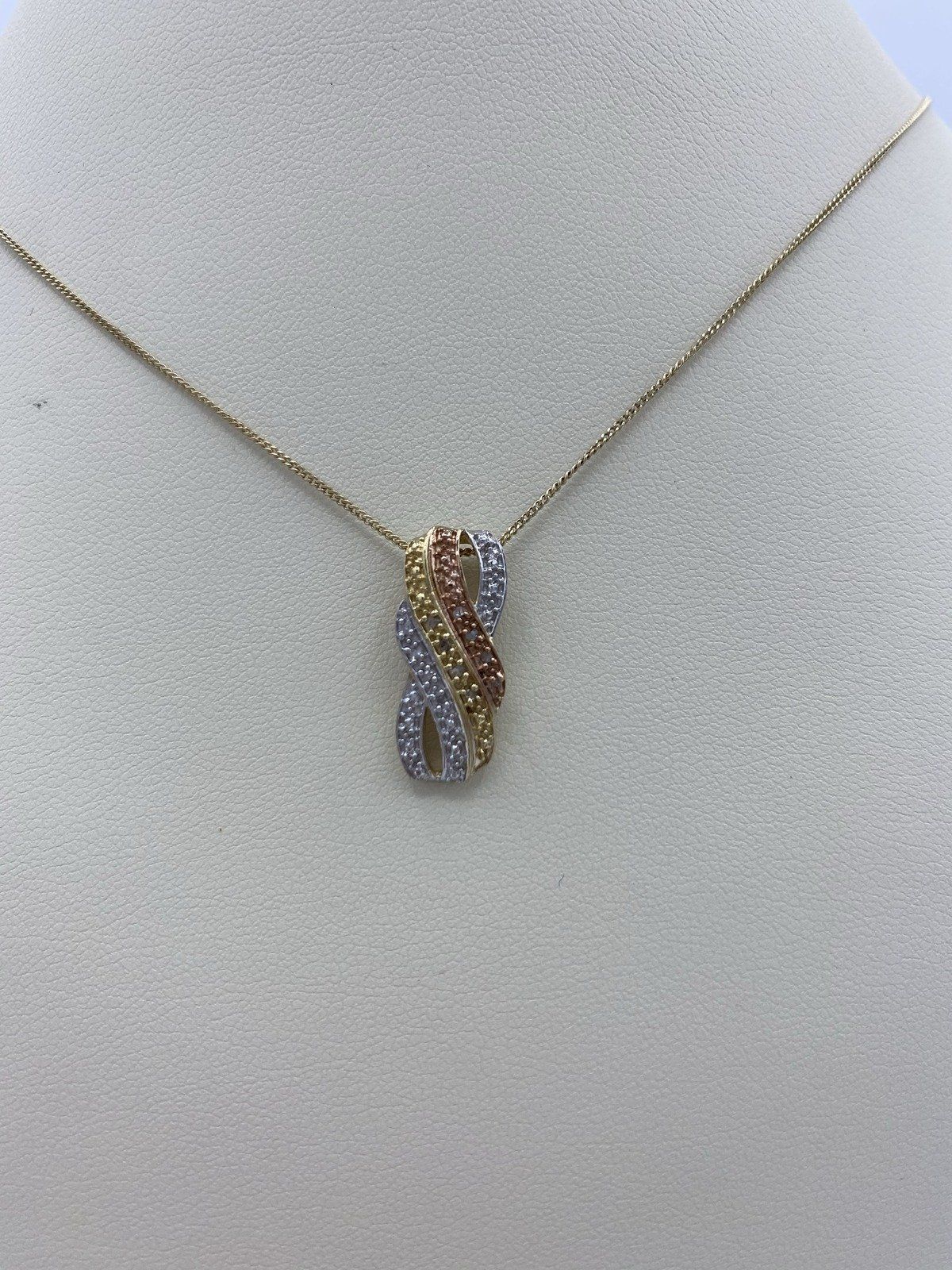 Sterling Silver Necklace 3 tone Drop Pendant 2