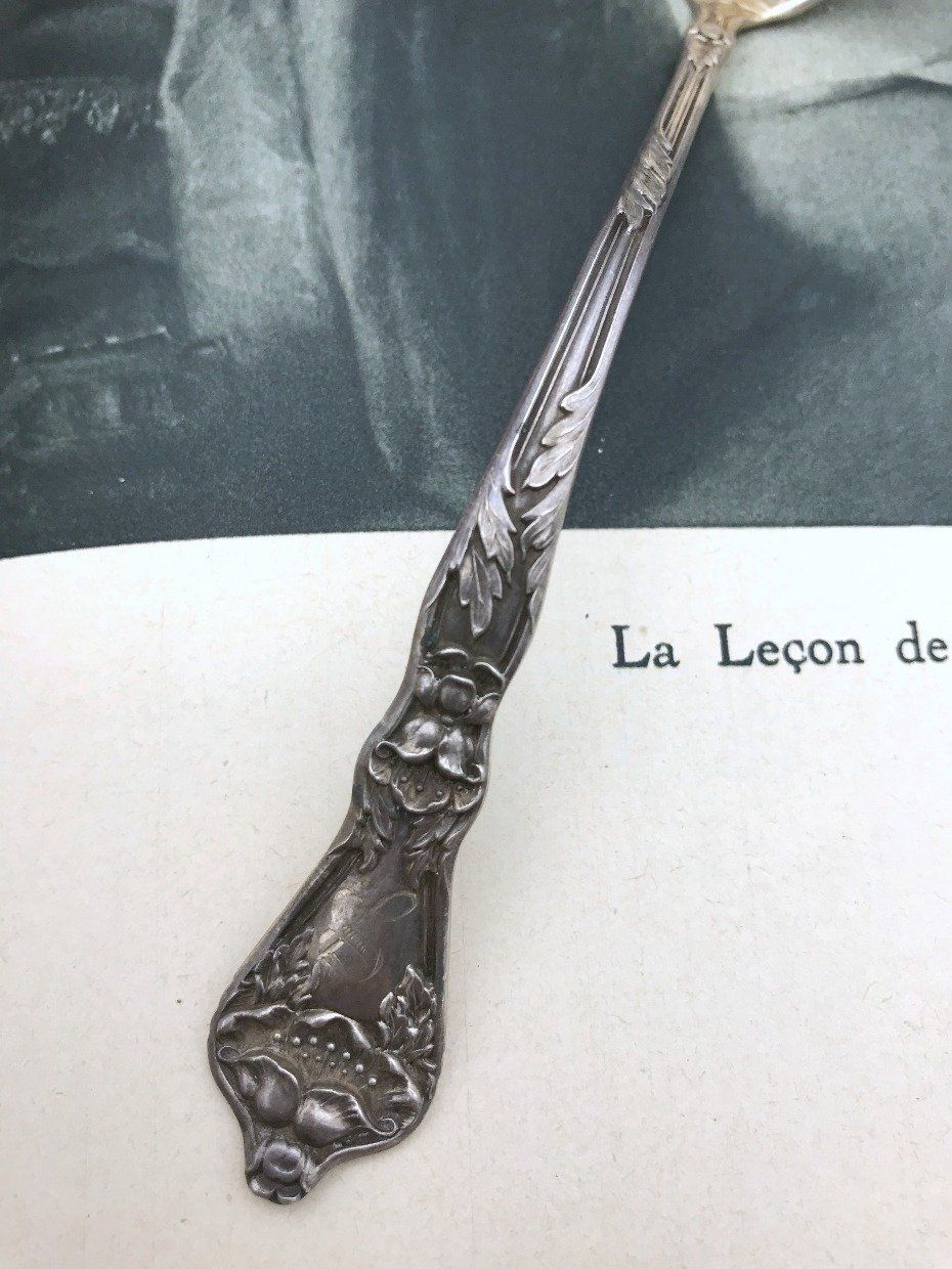 Antique c.1900 Baker Manchester Sterling Silver Landers No. 2 Patterned Shell Gravy Ladle 2