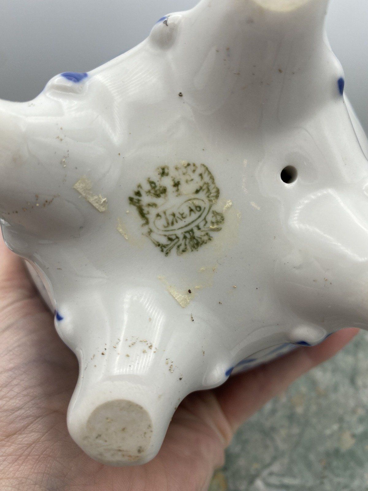Dutch Delft Blue + White Rose Floral Footed Vase 6