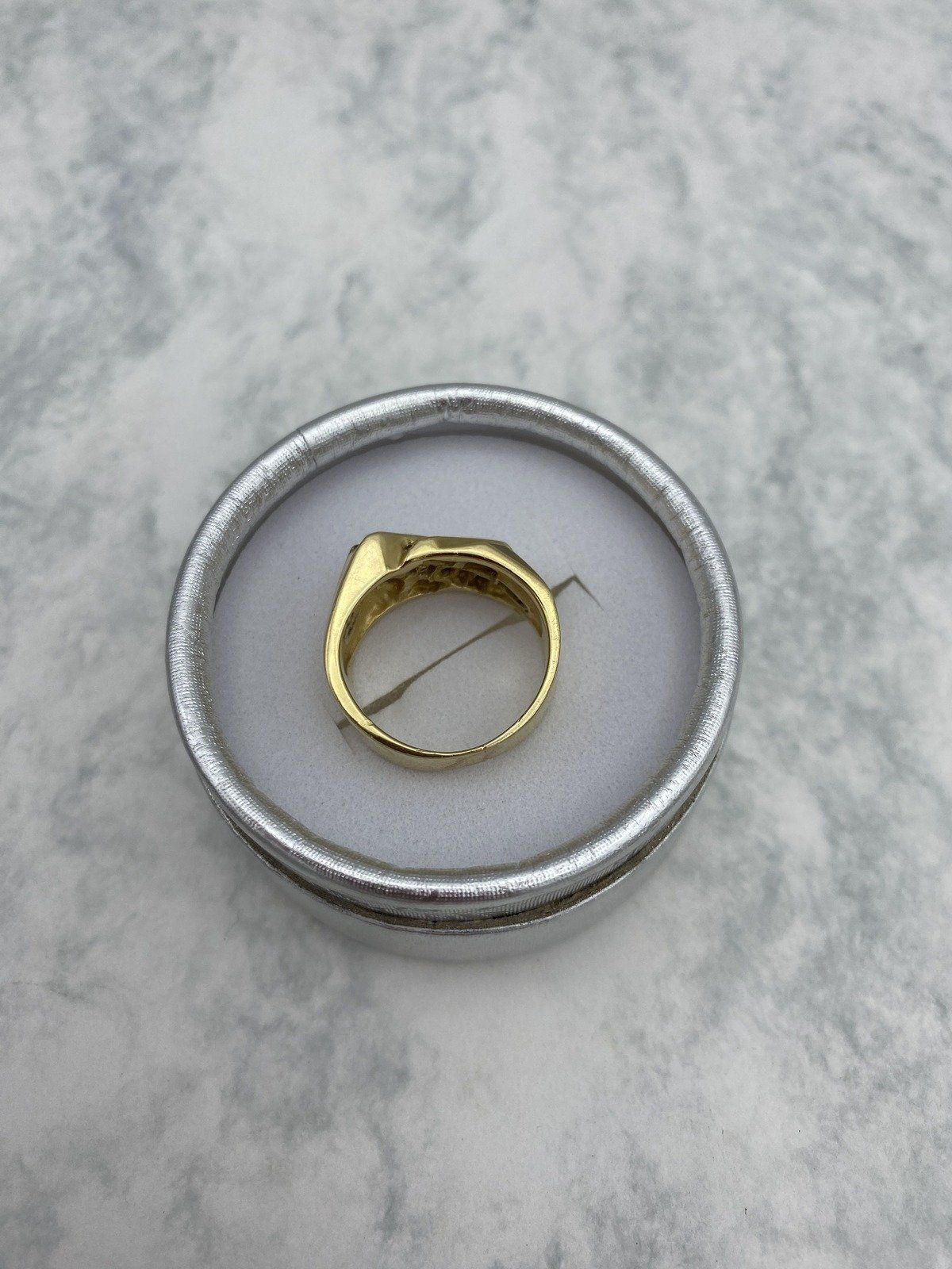 Mod Vintage 14k Gold Cubic Channel Set Baguette Sapphire + Diamond Ring 3